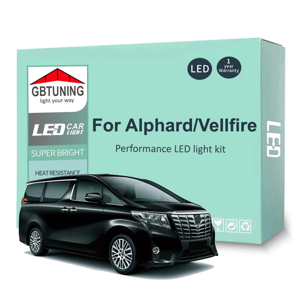 LED Interior Light Kit for Toyota Alphard Vellfire 10 20 Series 2003-2011 - Canbus Dome Map Door Trunk Bulbs | AUTOKI...