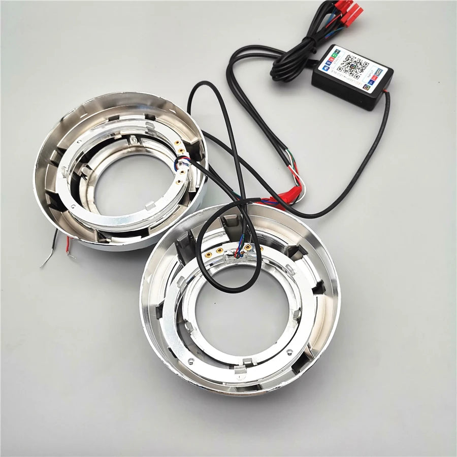 1 Pair 3.0 inch H1 Bi Xenon Hid Projector Lens Shrouds RGB APP Bluetooth Led Angel Eyes