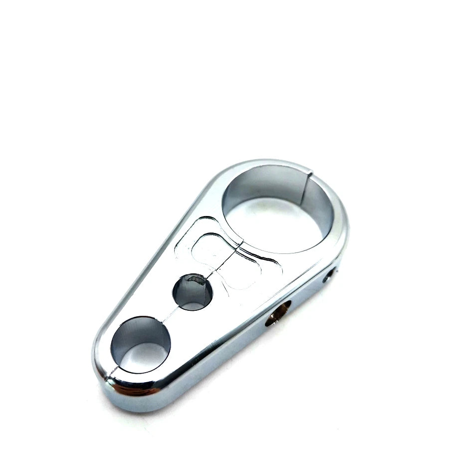 Chrome Aluminum Alloy Brake Clutch Cable Wire Clamp Clip For 1" 25mm Handlebar