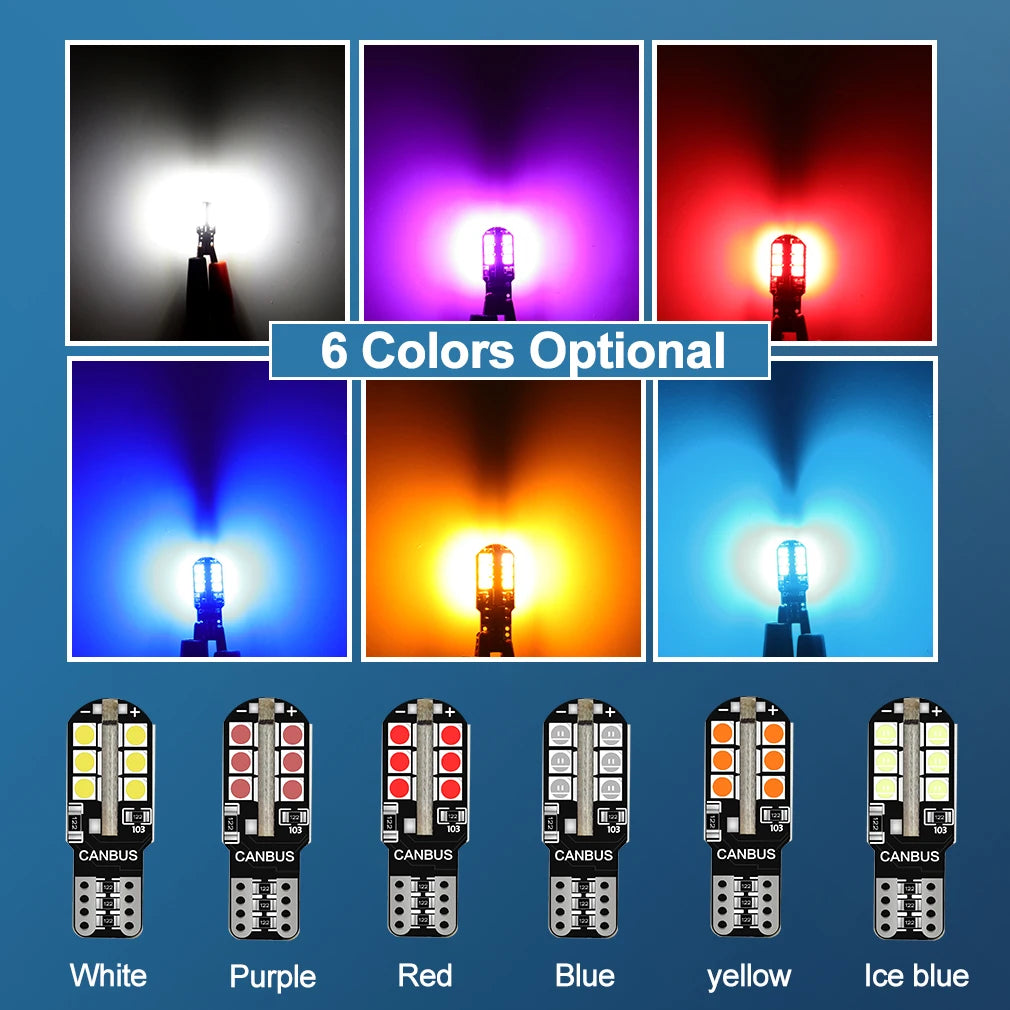 6-Piece LED Interior Light Kit for WY5W W5W T10 - Canbus Error-Free Interior Bulbs