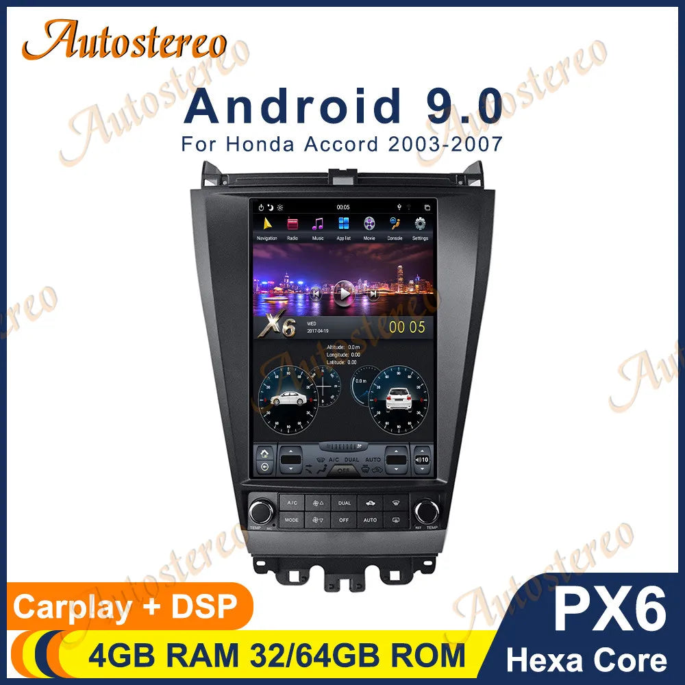 Android 11 8+256GB Car Audio GPS Navigation For Honda Accord 7 2003-2007 Tesla Style Car H