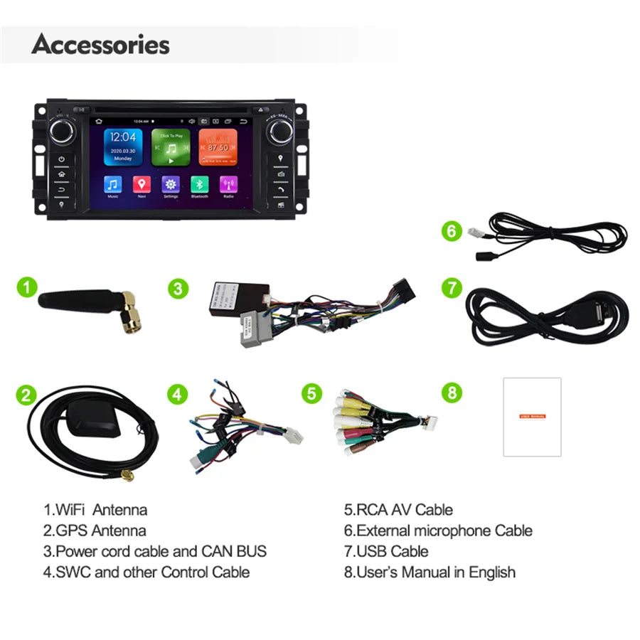 6.2 Inch Car Stereo Radio Android 10 GPS Navi Builtin Carplay 2+32G For Dodge Ram for Chry