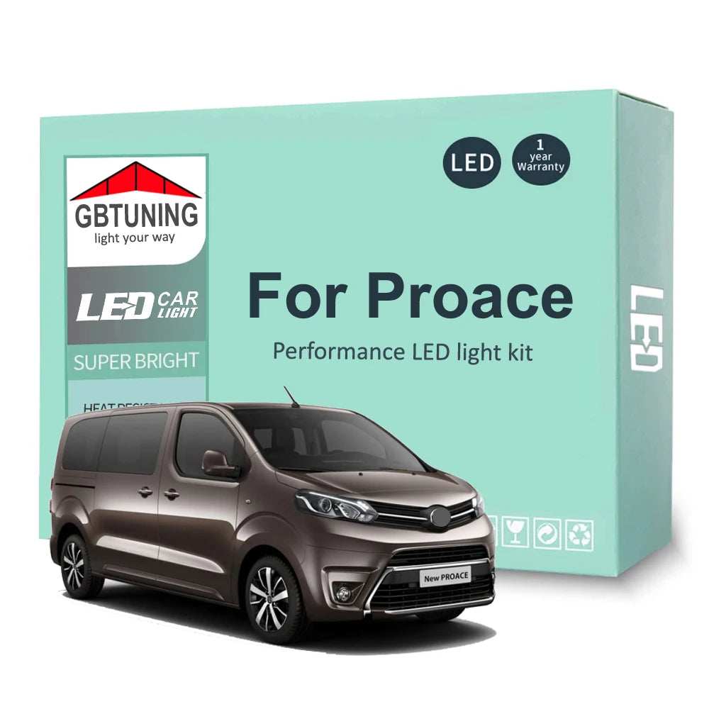 15-Piece LED Interior Light Kit for Toyota Proace - Canbus Error-Free Bulbs | AUTOKITSHOP