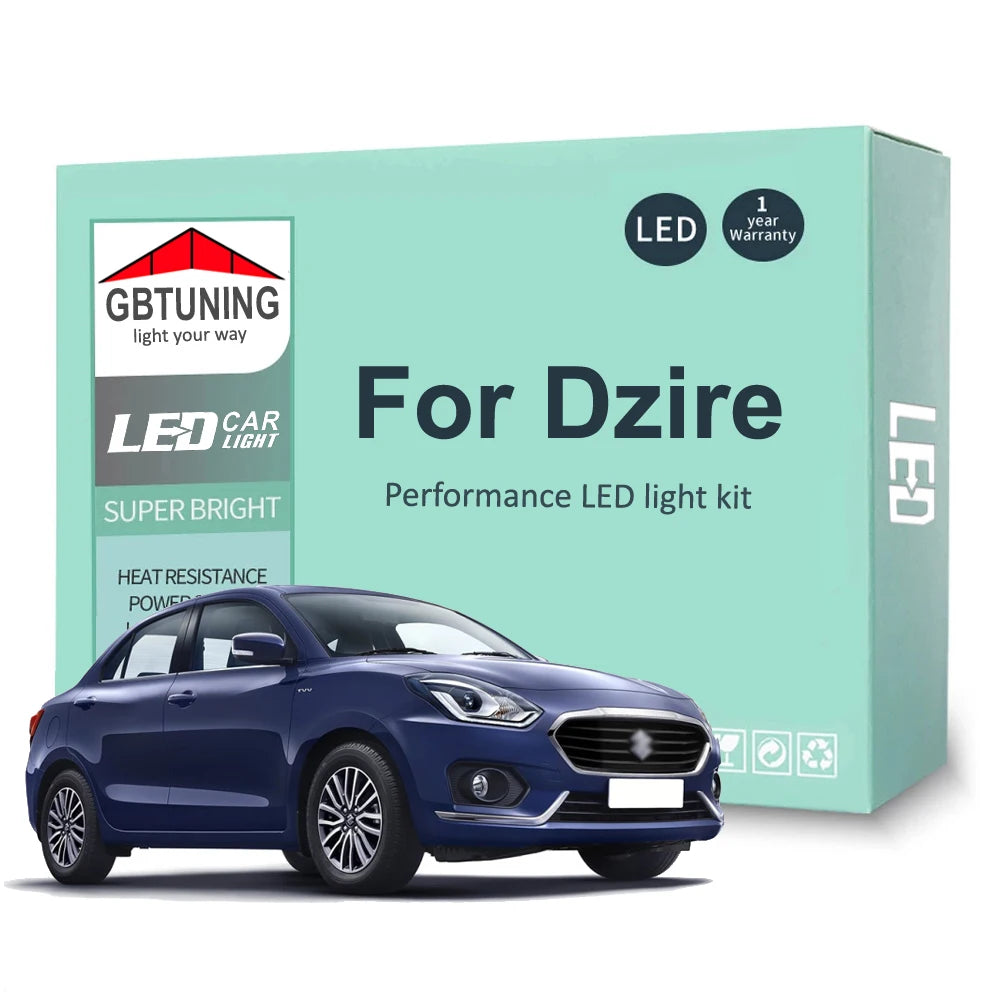 10-Piece LED Interior Light Kit for Suzuki Dzire - Canbus Error-Free Bulbs | AUTOKITSHOP