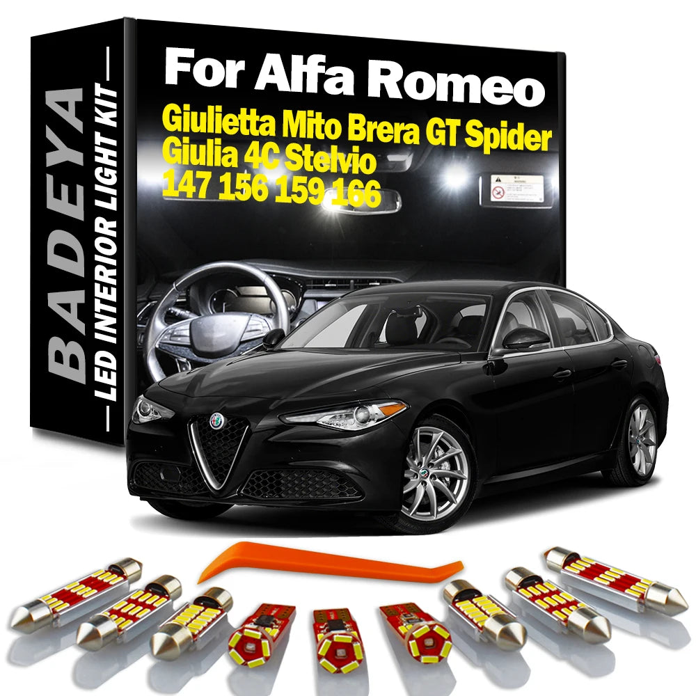 BADEYA LED Interior Light Kit For Alfa Romeo Giulietta Mito Brera GT Spider Giulia 4C Stel