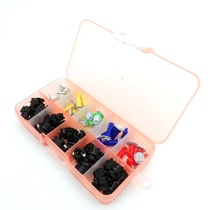 30pcs/lot 12V Car Instrument Panel Dash Light T5 Socket LED Mix Bulb 5 Kind Color