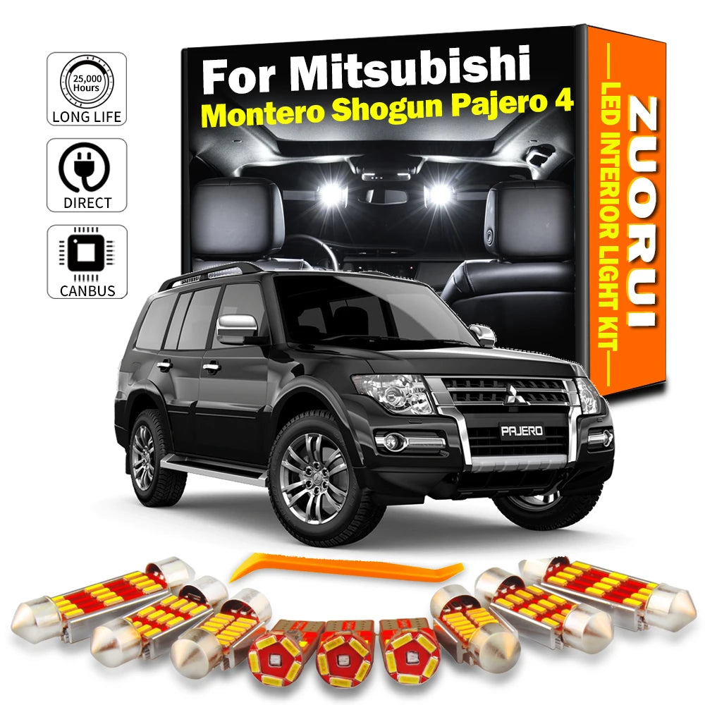 7-Piece LED Interior Light Kit for Mitsubishi Montero Shogun Pajero 4 V80 V93 V97 V98 2007-2019 - Canbus Dome Map Doo...