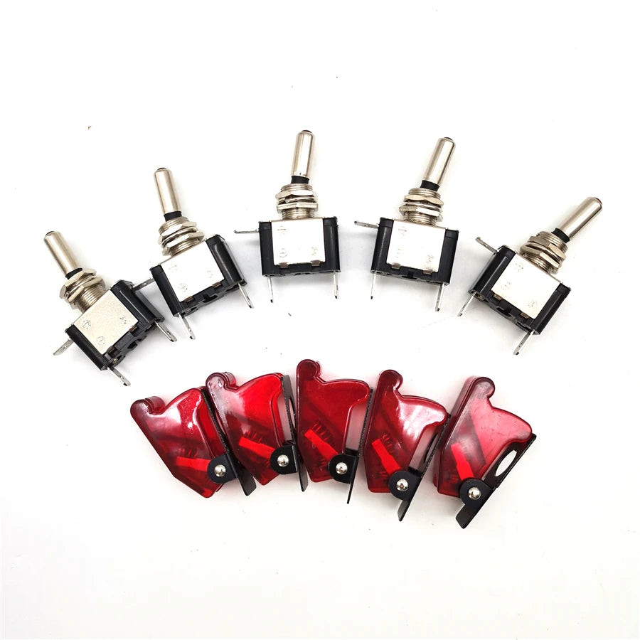 12V 20A Red Cover LED Light Rocker Toggle Switch SPST ON/OFF Car Truck Boat