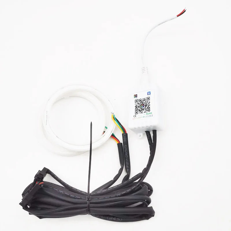 Angel Eyes BT APP Control RGB 80mm Halo Rings COB Led Car Driving Headlight