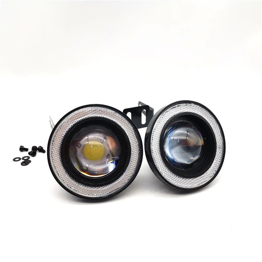 3.5" 12V LED Fog Light Headlight Car Blue Angel Eyes Halo Ring Driving Lamp 1Pair
