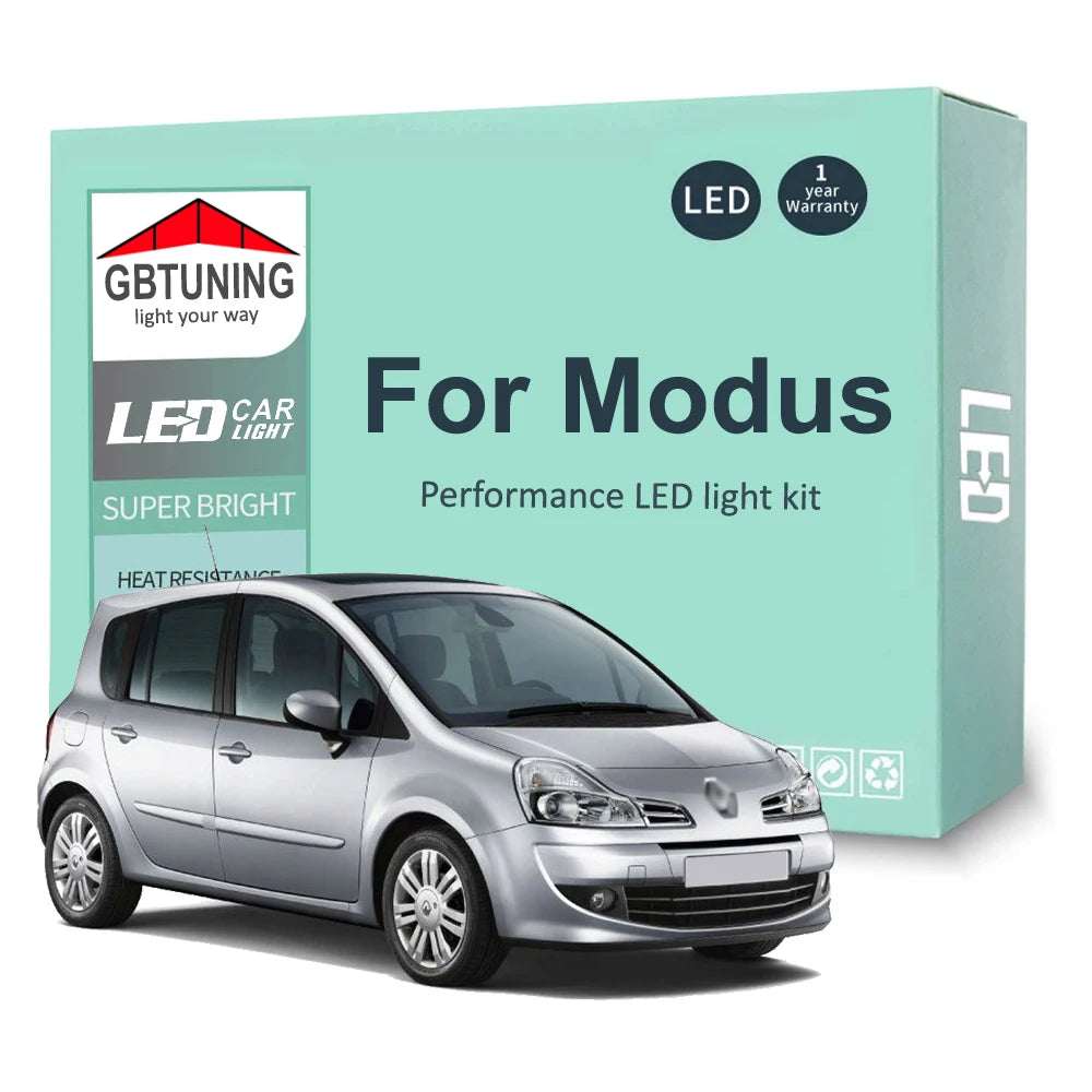 13-Piece LED Interior Light Kit for Renault Modus 2004-2008 - Canbus Dome Map Door Trunk Bulbs | AUTOKITSHOP