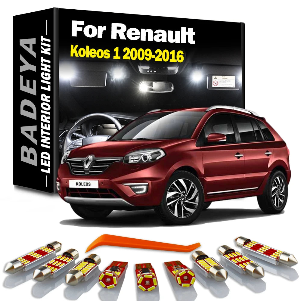 BADEYA 13Pcs Canbus LED Interior Reading Map Light Kit For Renault Koleos 2009 2010 2011 2
