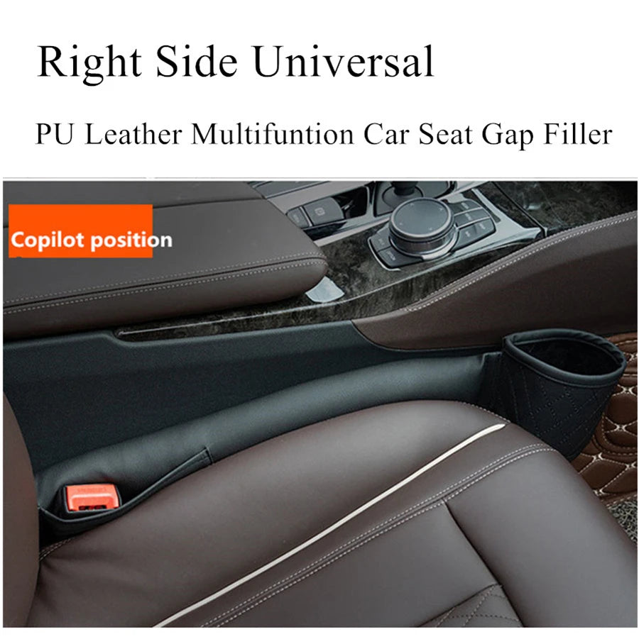 Pair PU Leather Car Seat Gap Filler Pockets Organizers Leak Stop Pad Soft Pad