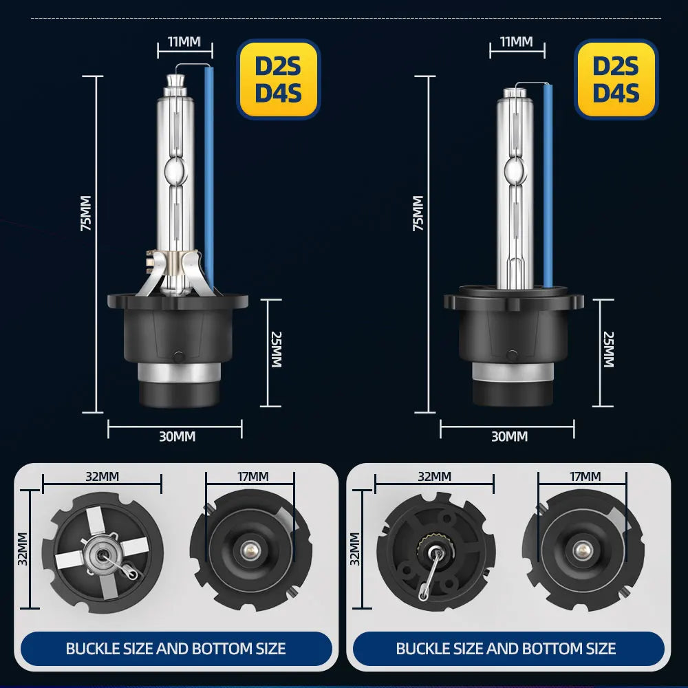 roadsun 2x 35W D1S D2S D3S D4S Xenon HID Headlight Bulbs D1R D2R D3R D4R 4300K 5000K 6000K