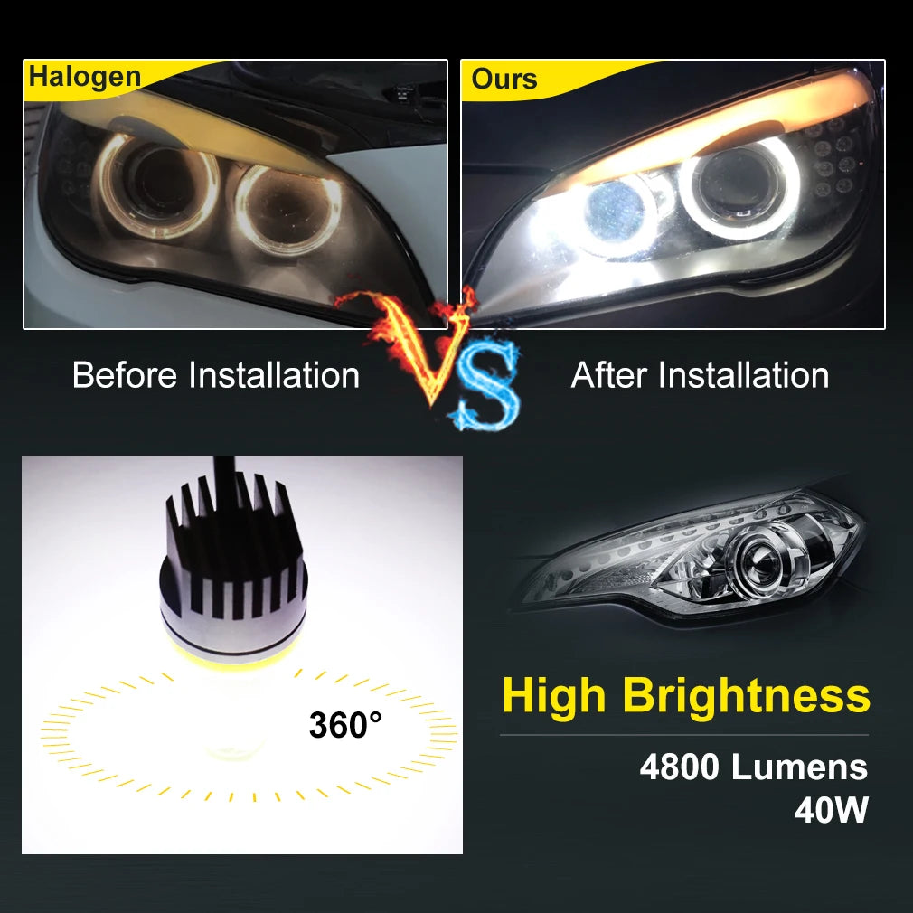 H8 Angel Eyes Led For BMW 12pcs High Quality Chips Canbus Error Free Light Headlight Lamp