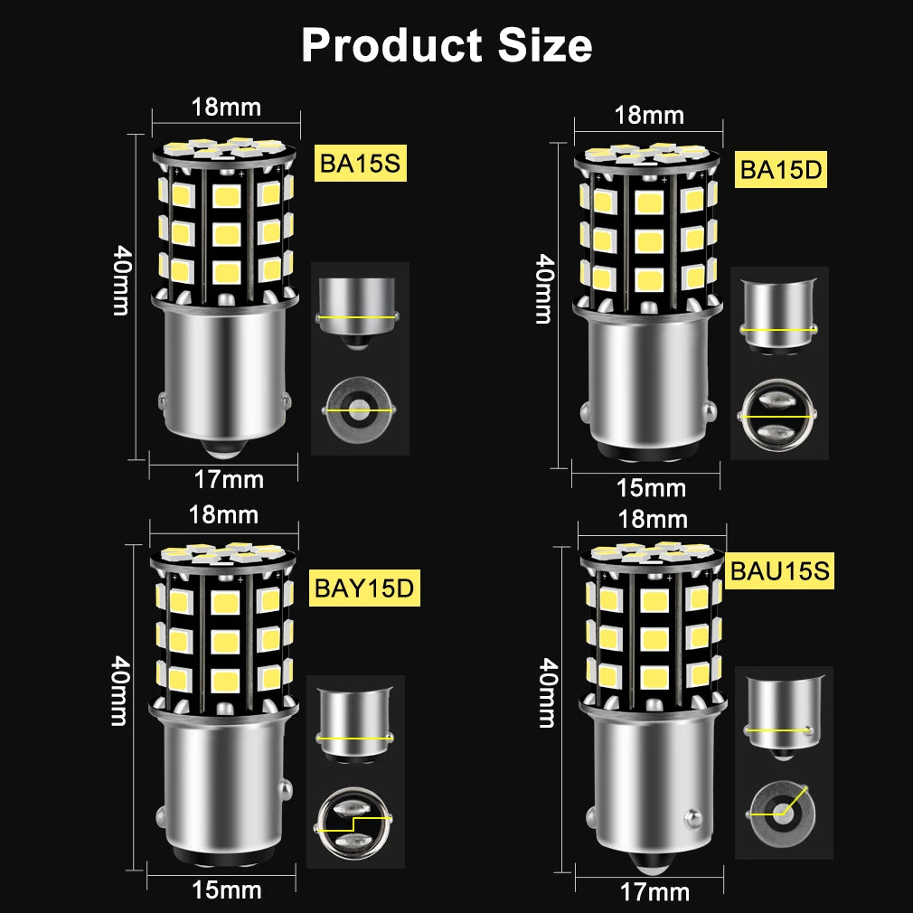 S25 1156 P21W BA15S LED BAY15D BAU15S PY21W T20 LED 7440 7443 W21W 1157 LED Bulb R5W DC 12