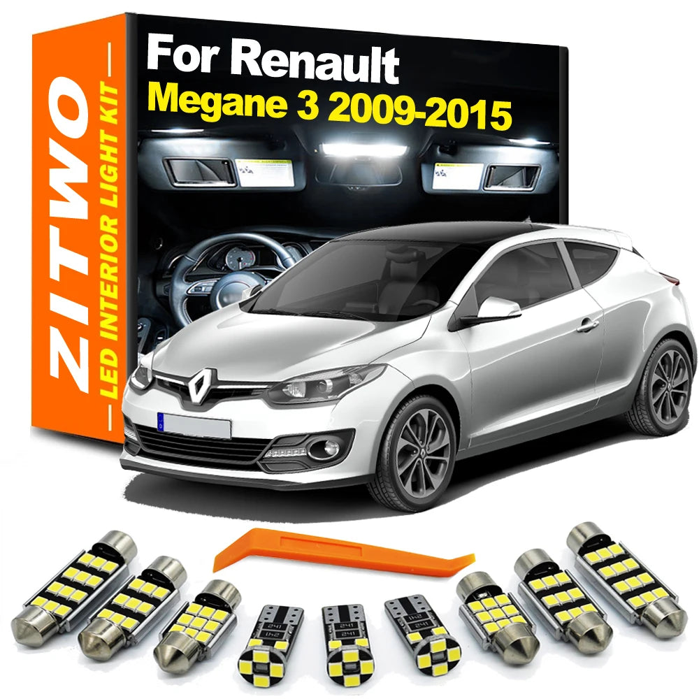 ZITWO 15Pcs LED Bulb Interior Dome Map Reading Trunk Door Light Kit For Renault Megane 3 III 2009 2010 2011 2012 2013 2014 2015