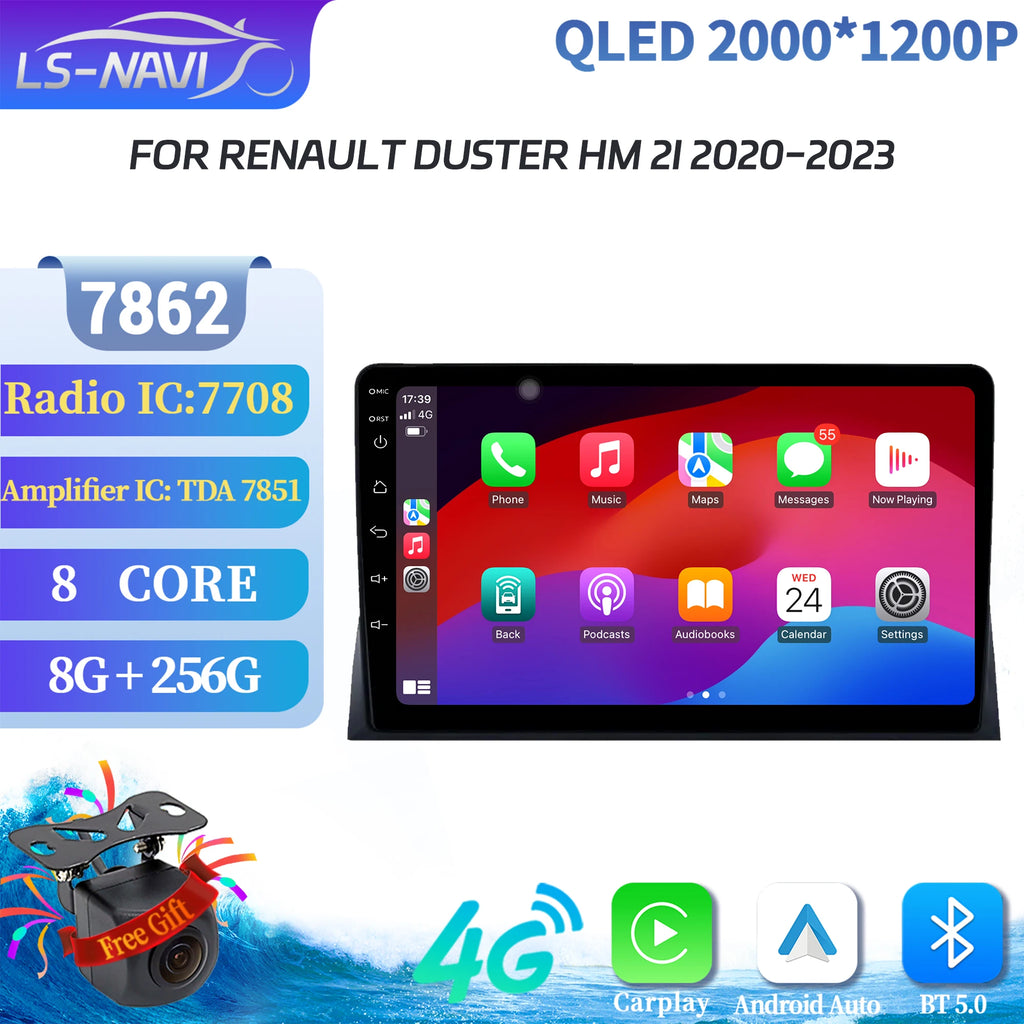 For Renault Duster HM 2I 2020-2023 Android 14 Car Radio Multimedia Navigation Wireless BT