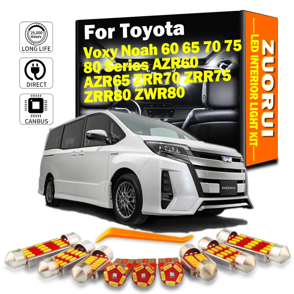 LED Interior Light Kit for Toyota Voxy Noah 60 65 70 75 80 Series AZR60 AZR65 ZRR70 ZRR75 ZRR80 ZWR80 Map Dome Bulb -...