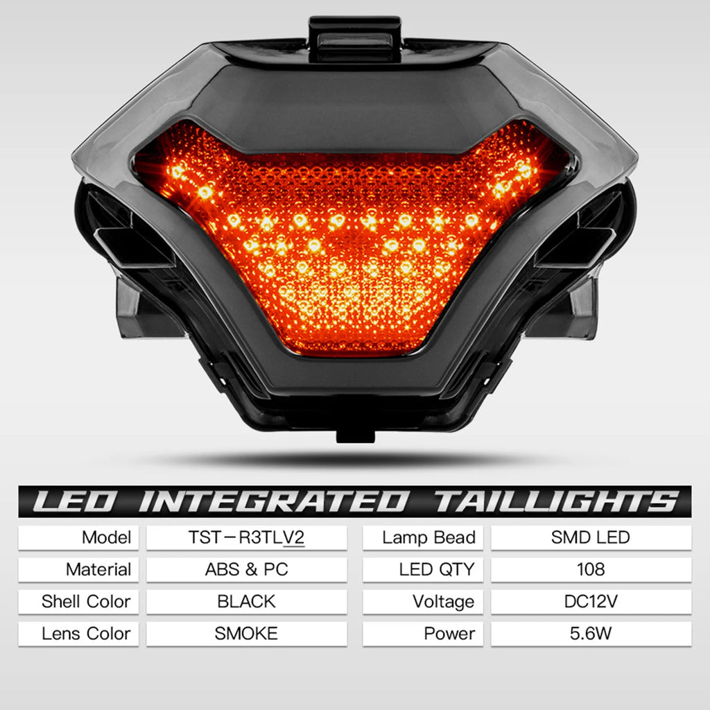 Motorcycle Red Brake Light Tail Lamp with LED Turn Signals Replacement 12V 0.35W For Yamah