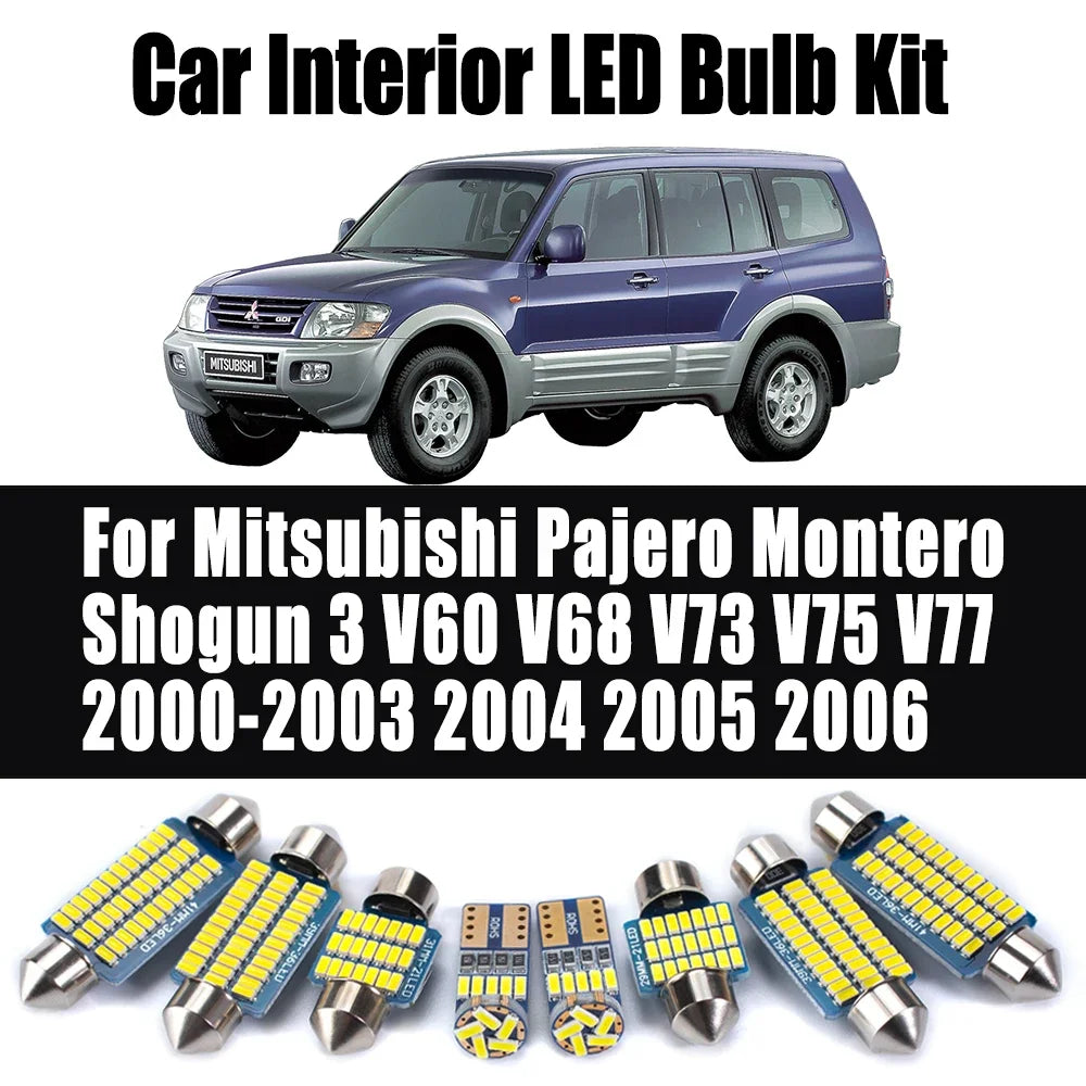 17-Piece LED Interior Light Kit for Mitsubishi Pajero Montero Shogun 3 V60 V68 V73 V75 V77 2000- 2006 - Canbus Dome M...