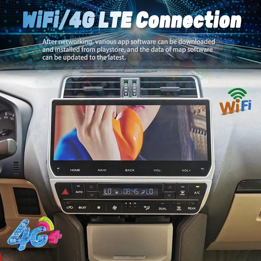 12.3" Android 14 Screen For Toyota Land Cruiser Prado 150 2018-2023 Stereo GPS Car Radio P