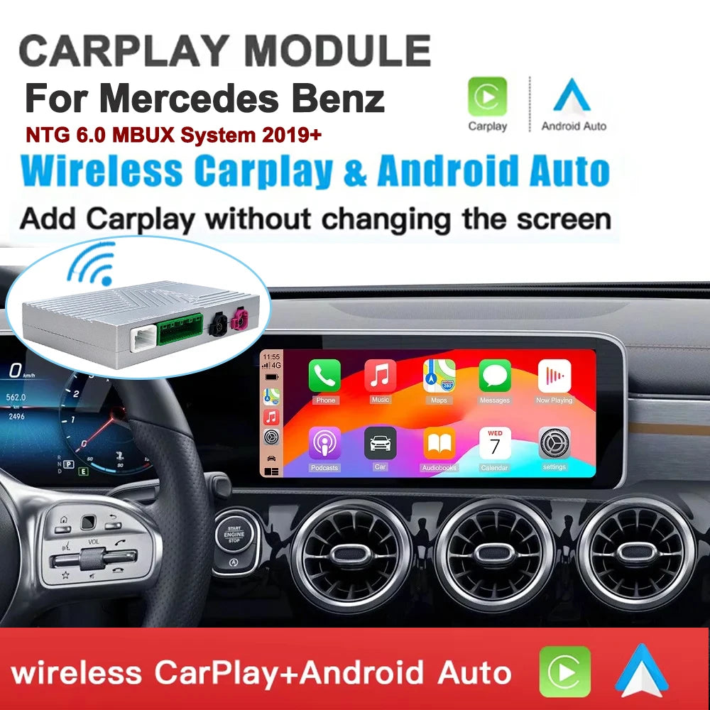 Wireless CarPlay Android Auto for Mercedes Benz NTG 6.0 MBUX System 2019+retrofit kit deco