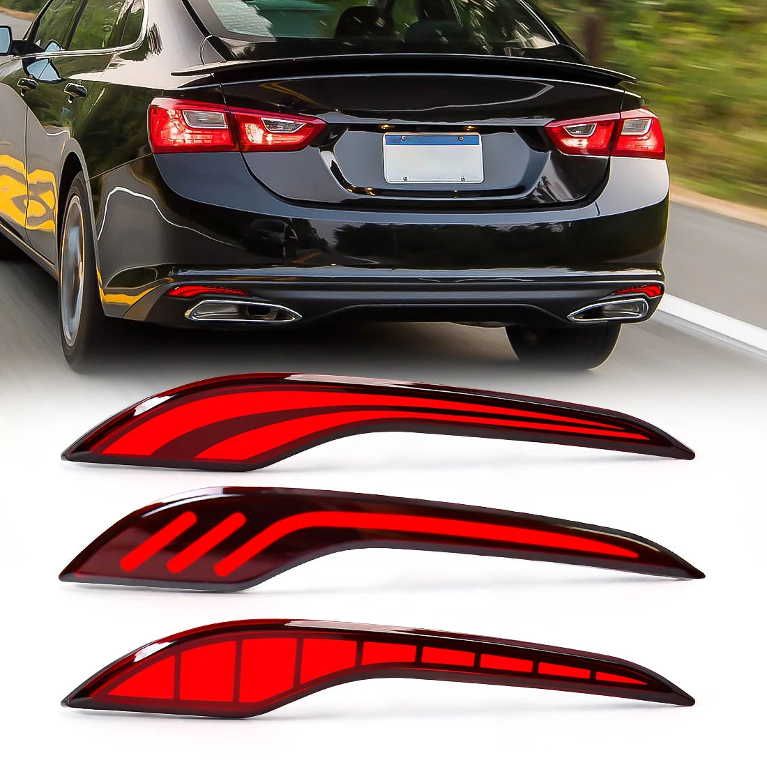 LED Rear Bumper Reflector Light For Chevrolet Malibu XL 2019 2020 2021 2022 2023 Warn Brak | AUTOKITSHOP