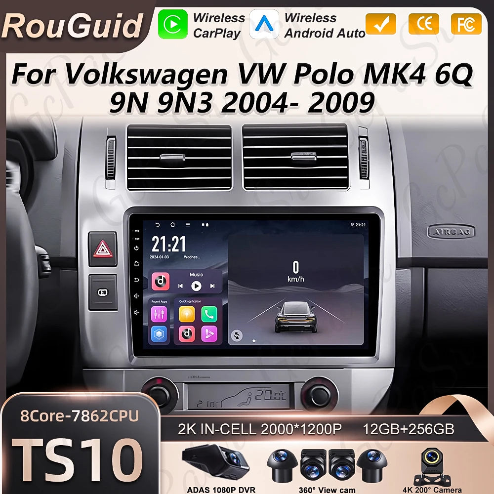 Car Radio Carplay For Volkswagen VW Polo MK4 6Q 9N 2004 2005 2006 2007 2008 2009 Auto Mult | AUTOKITSHOP