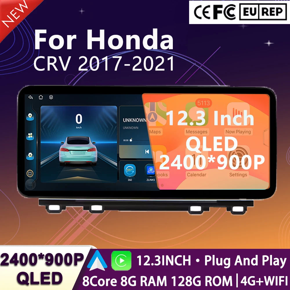12.3-inch Car Radio For Honda CRV 2017-2021 Android 15 Multimedia Player WiFi GPS Navigati | AUTOKITSHOP
