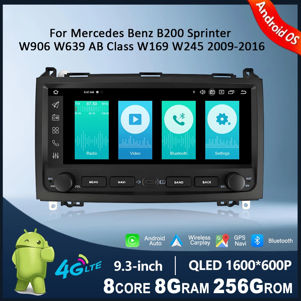 for Mercedes Benz B200 Sprinter W906 W639 AB Class W169 W245 2009-2016 Car Multimedia disp