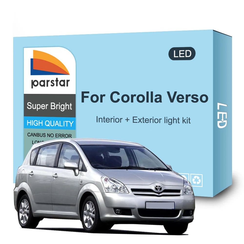 LED Bulb Interior and Exterior Light Kit For Toyota Coroll Verso 2004- 2007 2008 2009 Headlight Fog Turn Parking Reverse Light