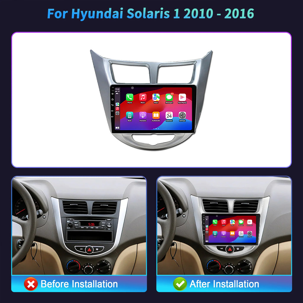 For Hyundai Solaris 1 2010-2016 Android 14 Car Radio Multimedia Navigation Wireless CarPla