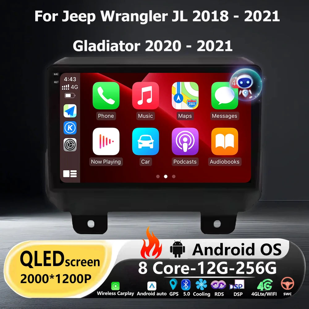 Android 16 Auto Carplay For Jeep Wrangler JL 2018-2021 Gladiator 2020-2021 Car Radio GPS M