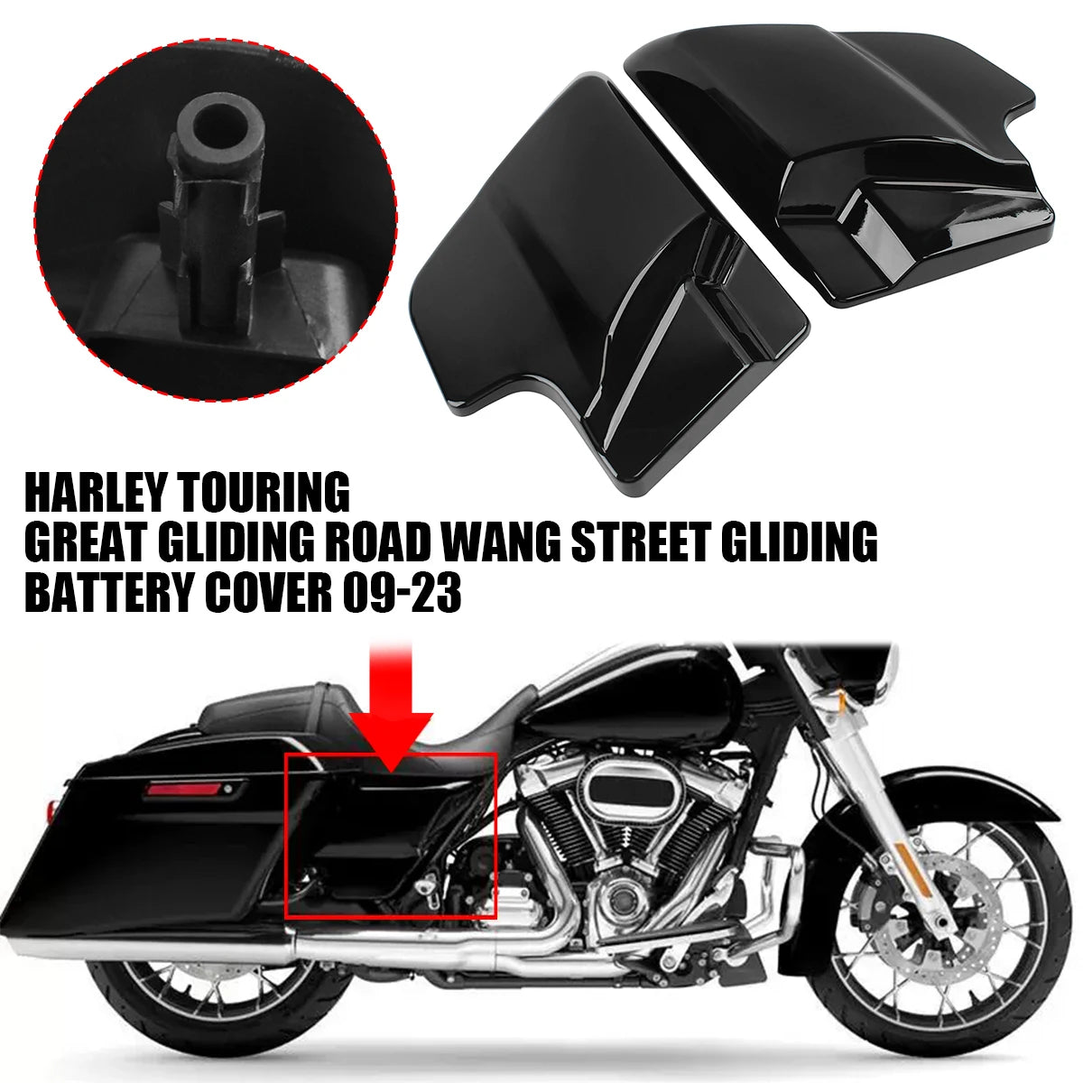Left Right Side Battery Cover Motorcycle Mod Accessories Fit For Harley Touring Electra Street G - Automotive LED Light