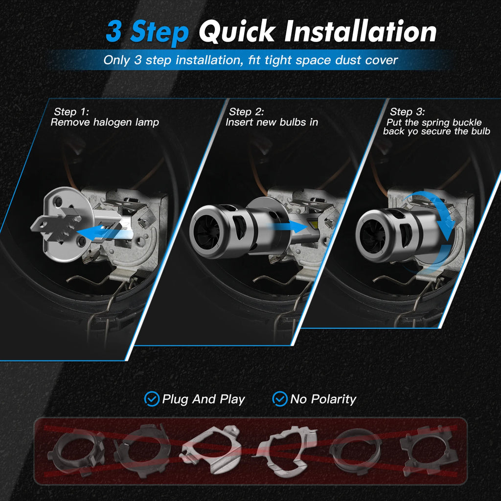 BEVINSEE 70W 12000LM H1 H3 LED Fog Lights H11 HB3 HB4 9005 9006 LED Lights For Car CANBUS