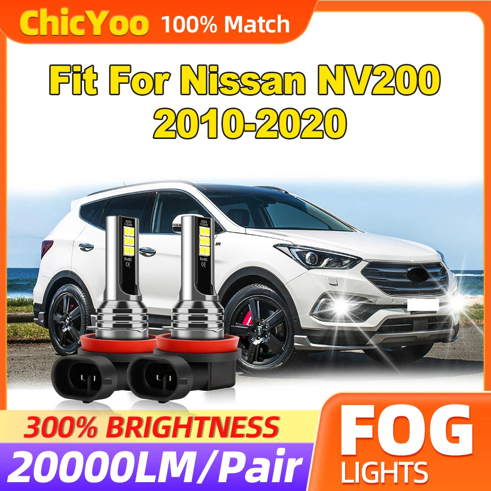 20000LM Fog Lamps 60W LED Fog Lights 6000K White 12V Fit For Nissan NV200 2010 2011 2012 2