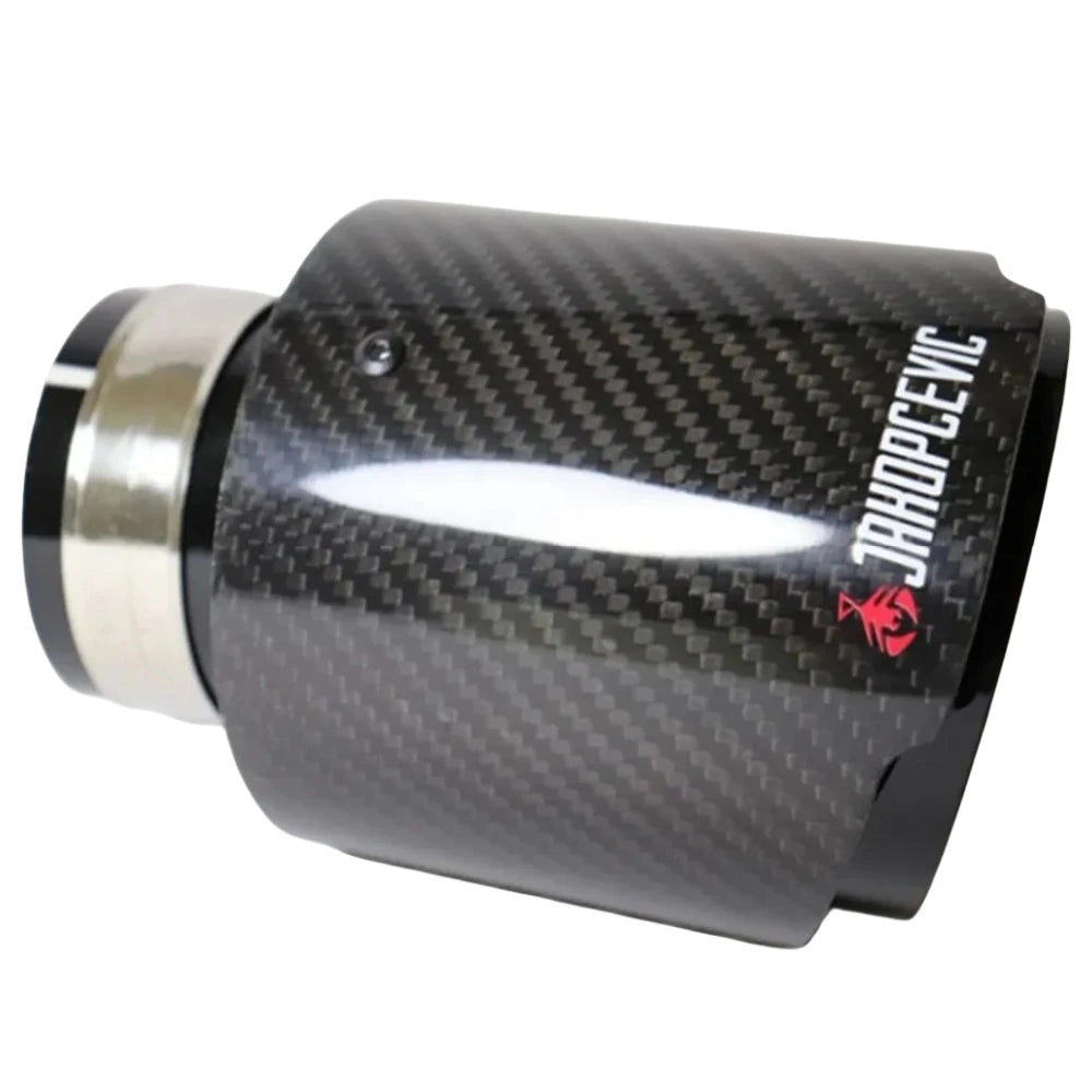 1Piece Car Accessories Exhaust Tip Glossy Carbon Fiber Black Tailpipe Muffler Tip Exhaust System - Automotive LED Light