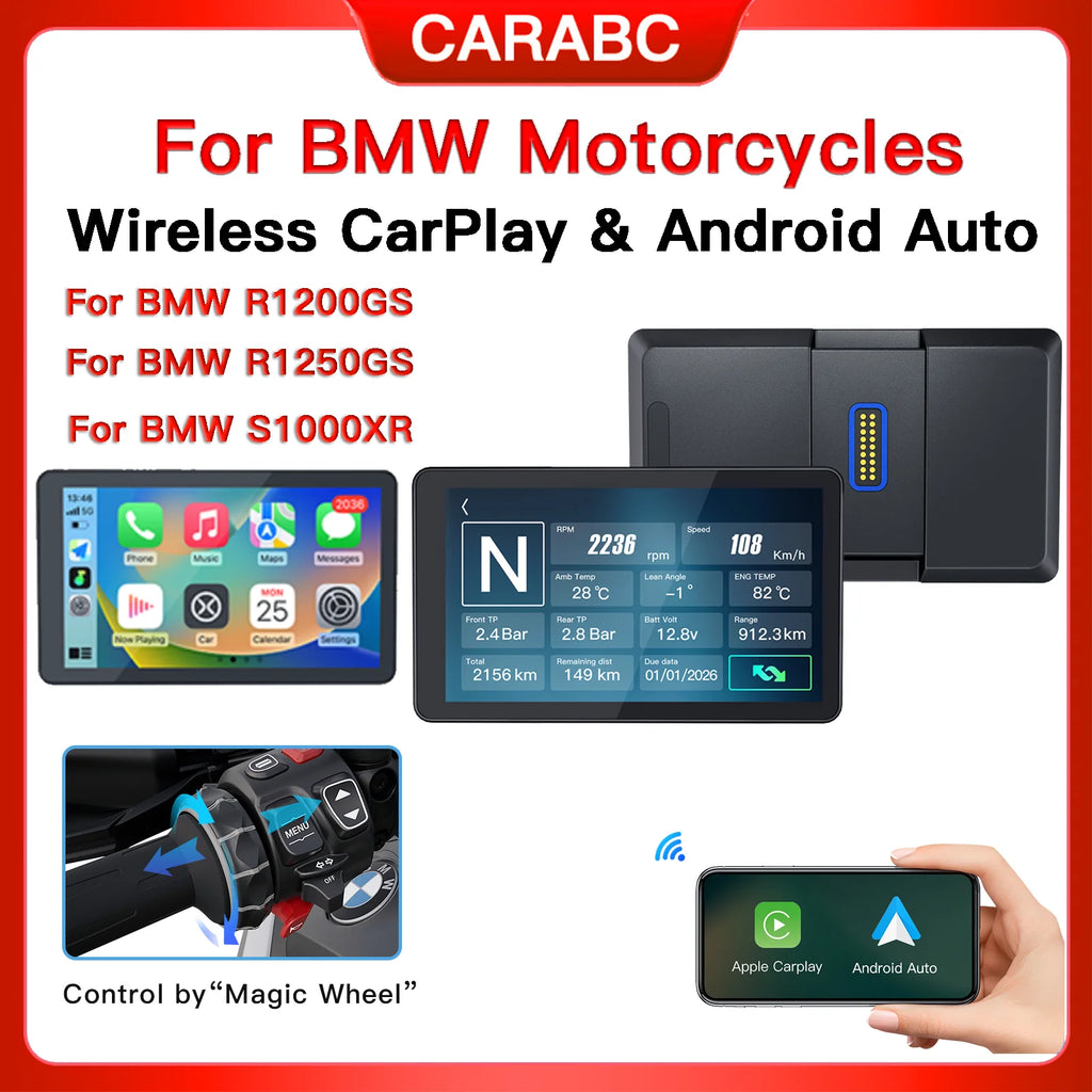 6 inch Screen For BMW Motorcycle R1200GS R1250GS R1300GS ADV S1000XR F850 Wireless CarPlay | AUTOKITSHOP