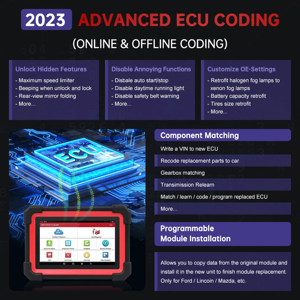 LAUNCH X431 CRP919E BT DBScar VII VCI Auto OBD OBD2 Scanner Active Test ECU Coding CANFD D | AUTOKITSHOP