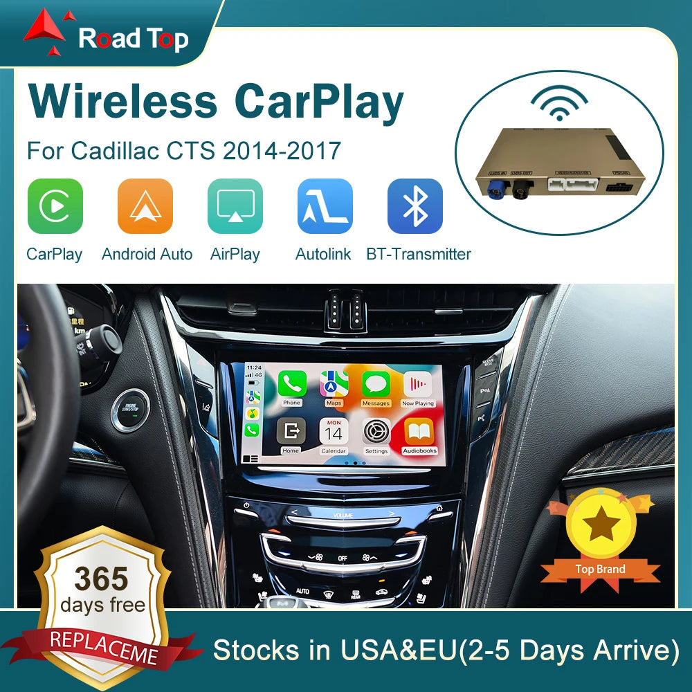 Wireless CarPlay For Cadillac CTS 2014-2017 SRX XT5 XTS ATS 8'' HMI 2.0 Android Auto Mirro