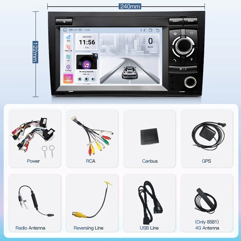 SZLELV 7" Android Auto Wireless Carplay For Audi A4 S4 RS4 B6 B7 Car Radio Video Players G