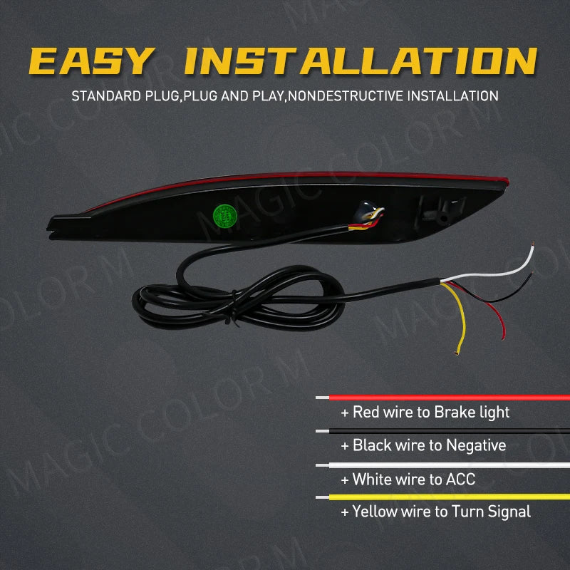 For Hyundai Sonata 8 2010 2011 2012 2013 2014 LED Rear Bumper Reflector Brake Light Turn S | AUTOKITSHOP