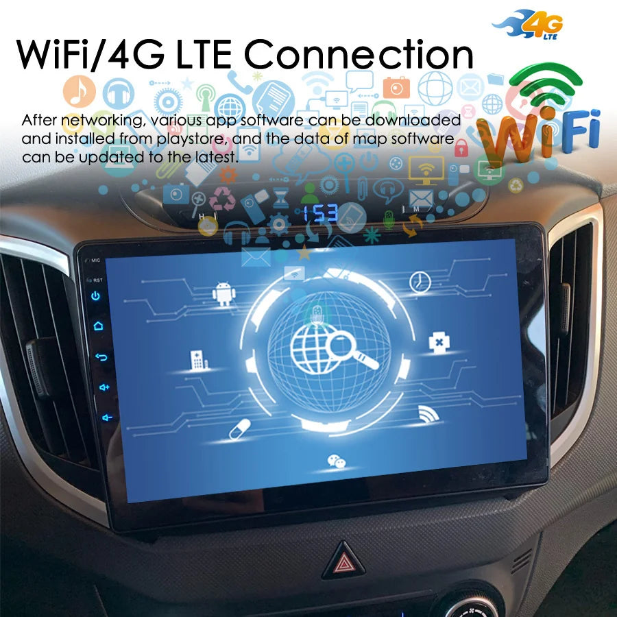 Android Screen For Hyundai Creta IX25 2015-2019 AI Voice Car Radio Head Unit Navigation St