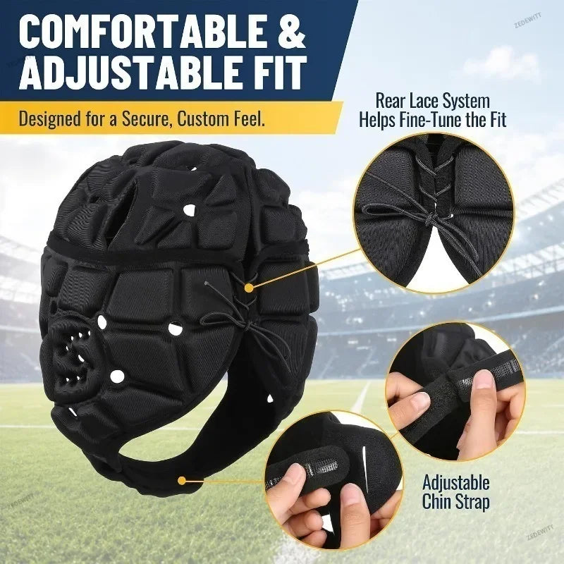 For Adult Unisex Sports Training EVA Padded Shockproof Head Guard Protective Helmet Rugby Footba - Automotive LED Light