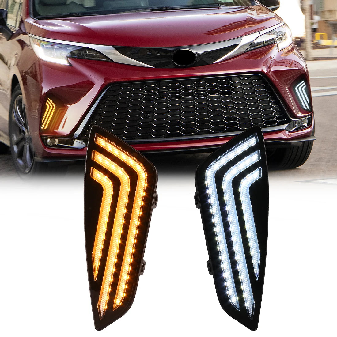 LED DRL For Toyota Sienna 2021 Daytime Running Lights Start-Up Animation Front Bumper Driv | AUTOKITSHOP