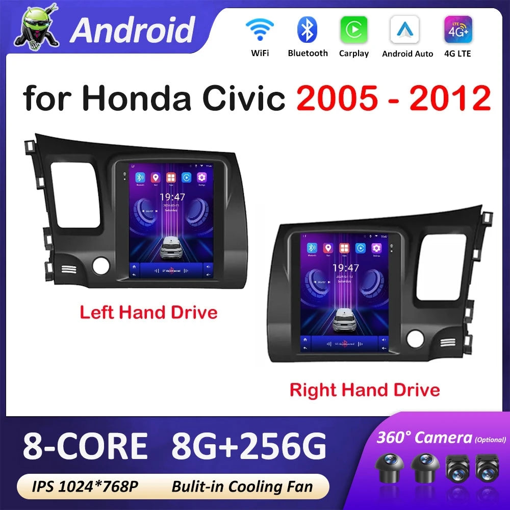 Car Multimedia Radio Video Player for Honda Civic 2005 - 2012 Android 14 Intelligent Touch