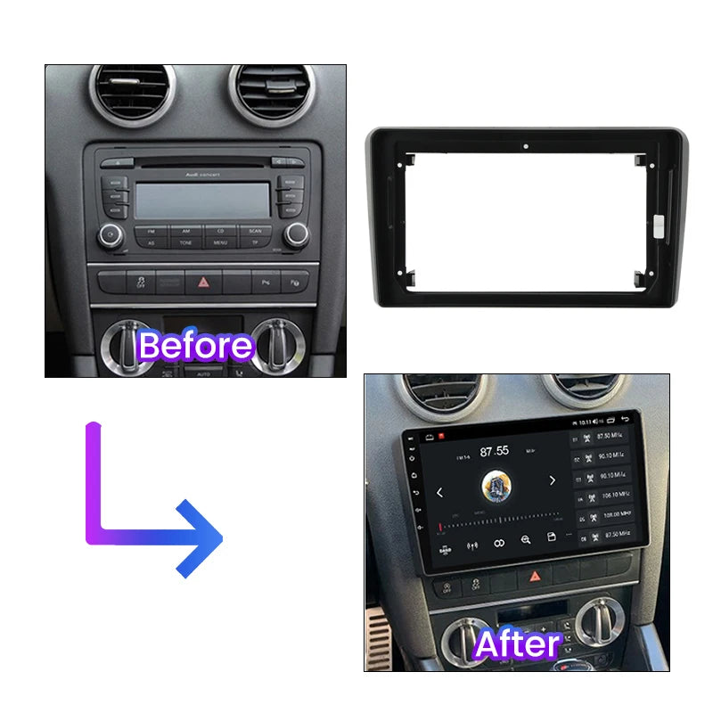9inch Android Car Radio Fascia Adapter For Audi A3 2 8P 2003 - 2013 S3 2 2006 - 2012 RS3 1