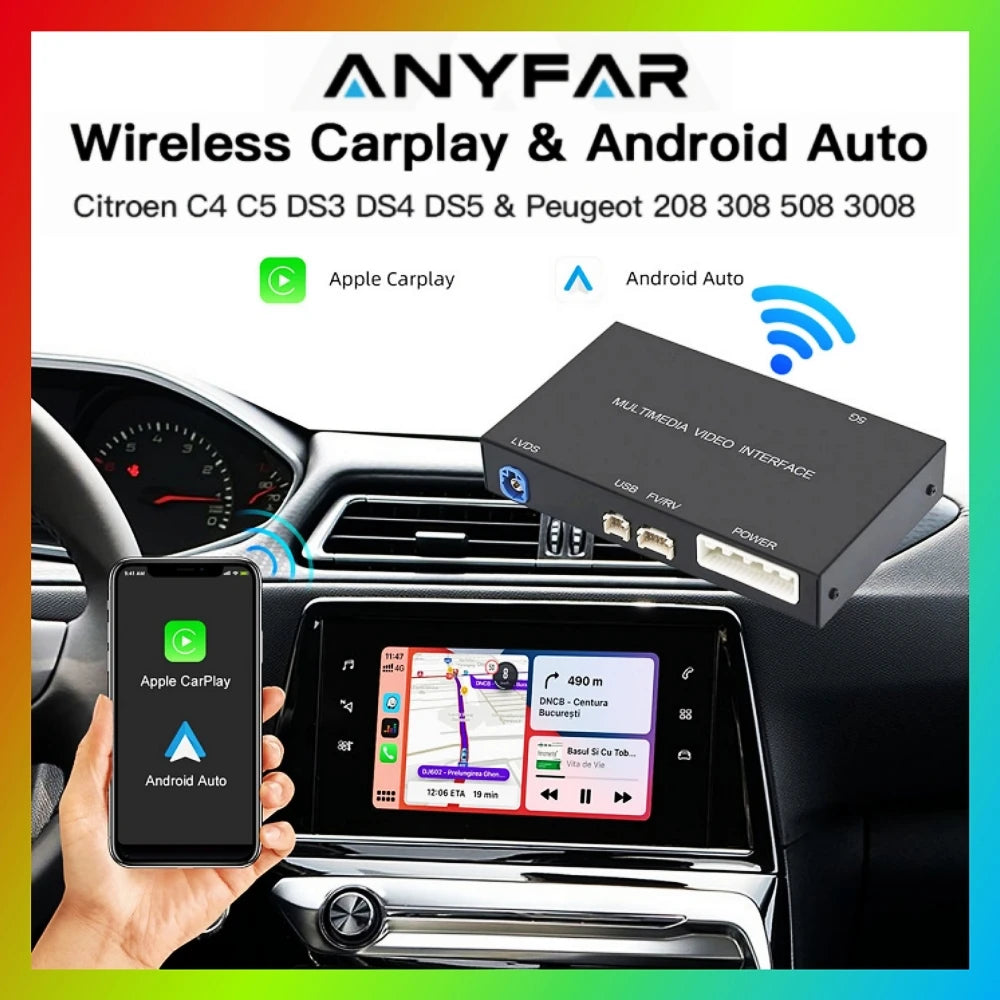 ANYFAR Wireless Carplay Android Auto Module For Peugeot 208 308 508 3008 Citroen C4 DS3 DS | AUTOKITSHOP
