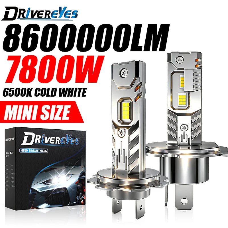 7800W H7 H4 H1 LED Headlight CANBUS H8 H11 9005 HB3 9006 HB4 Lights Mini Lamp 1:1 Size Wir